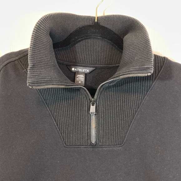 Athleta Black Pullover Sweatshirt with High Collar and Cozy Fabric - Picture 3 of 10